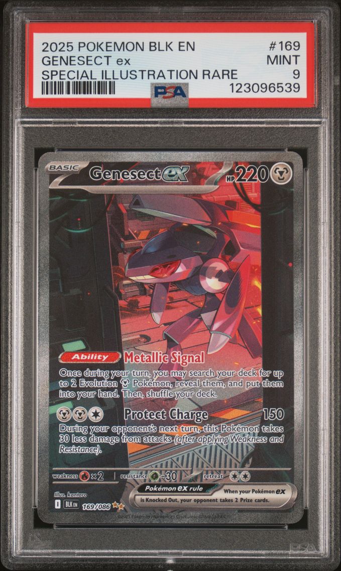 2025 #169 Genesect EX PSA 9 Blk EN-Black Bolt Pokemon