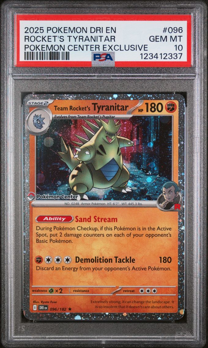 2025 #096 Team Rocket's Tyranitar PSA 10 Dri EN-Destined Rivals Pokemon