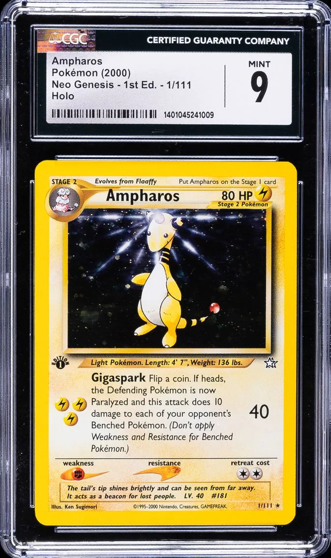 2000 #1 Ampharos-Holo CGC 9 Neo Genesis 1st Edition Pokemon