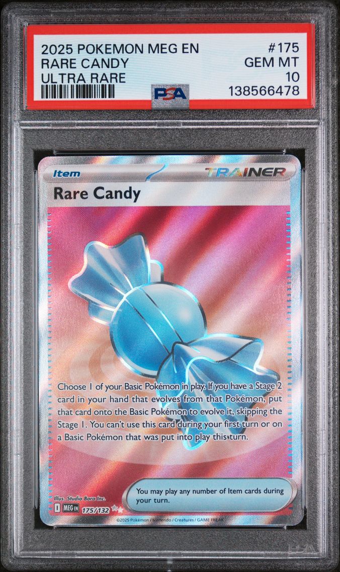 2025 #175 Rare Candy PSA 10 Meg EN-Mega Evolution Pokemon