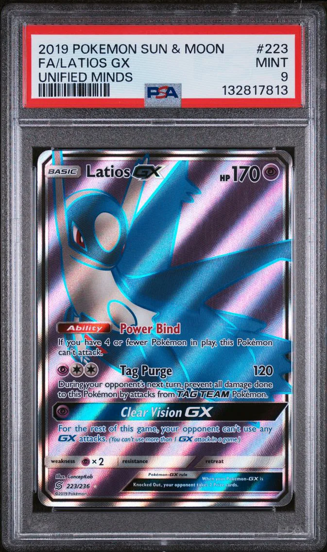 2019 #223 Full Art/Latios GX PSA 9 Sun & Moon Unified Minds