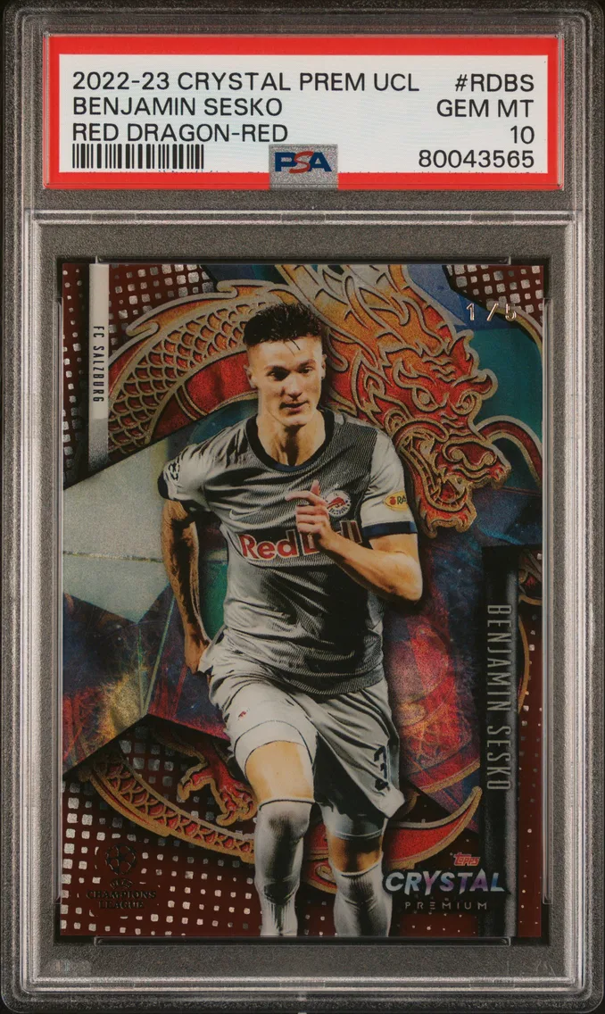 2022 #RDBS Benjamin Sesko PSA 10 Topps Crystal Premium UEFA Champions League Red Dragon