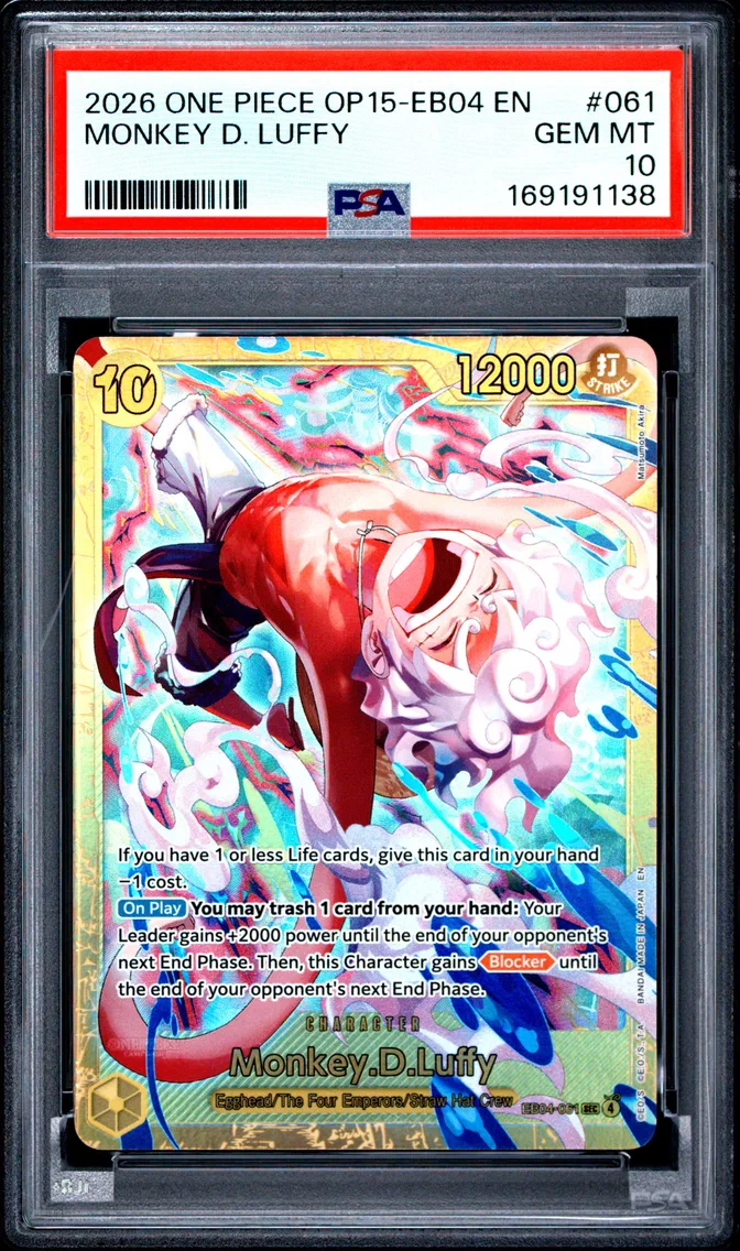 2026 #061 Monkey D. Luffy PSA 10 One Piece OP15-EB04-Adventure on Kami's Island