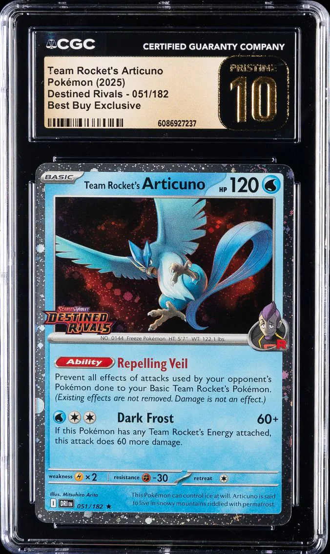 2025 #051 Team Rocket's Articuno CGC 10 Pristine Dri EN-Destined Rivals Pokemon