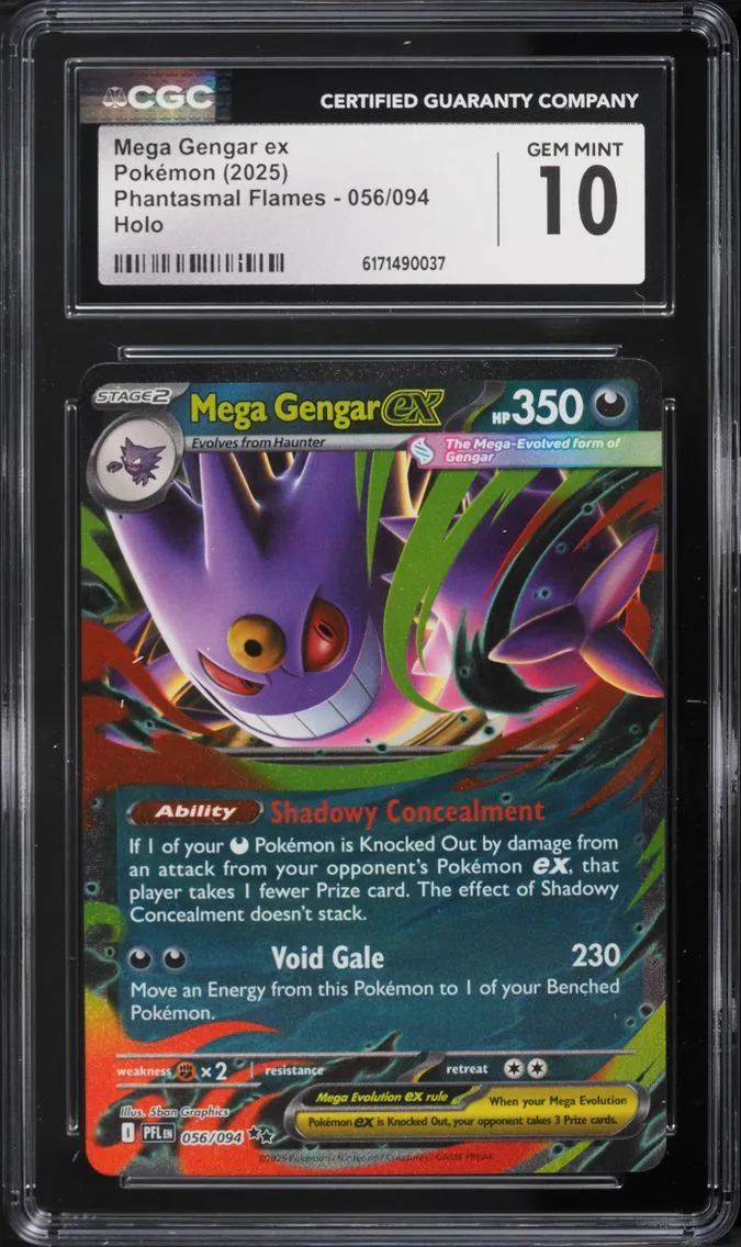 2025 Pokemon Mega Evolution Phantasmal Flames Holo Mega Gengar ex #56 CGC 10 GEM MINT