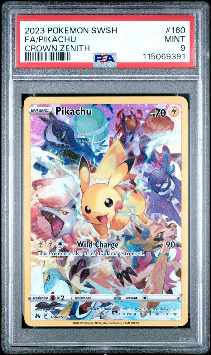 2023 #160 Full Art/Pikachu PSA 9 Sword and Shield Crown Zenith Pokemon