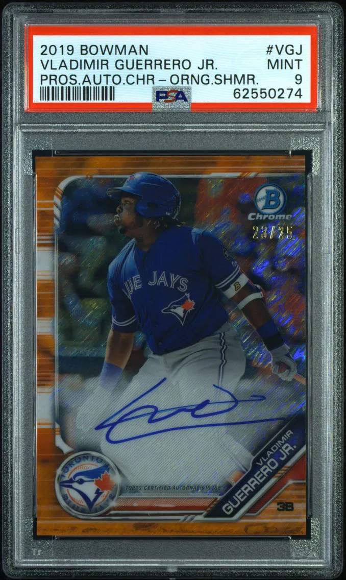 2019 #VGJ Vladimir Guerrero Jr. PSA 9 Bowman Prospect Autographs Chrome Baseball
