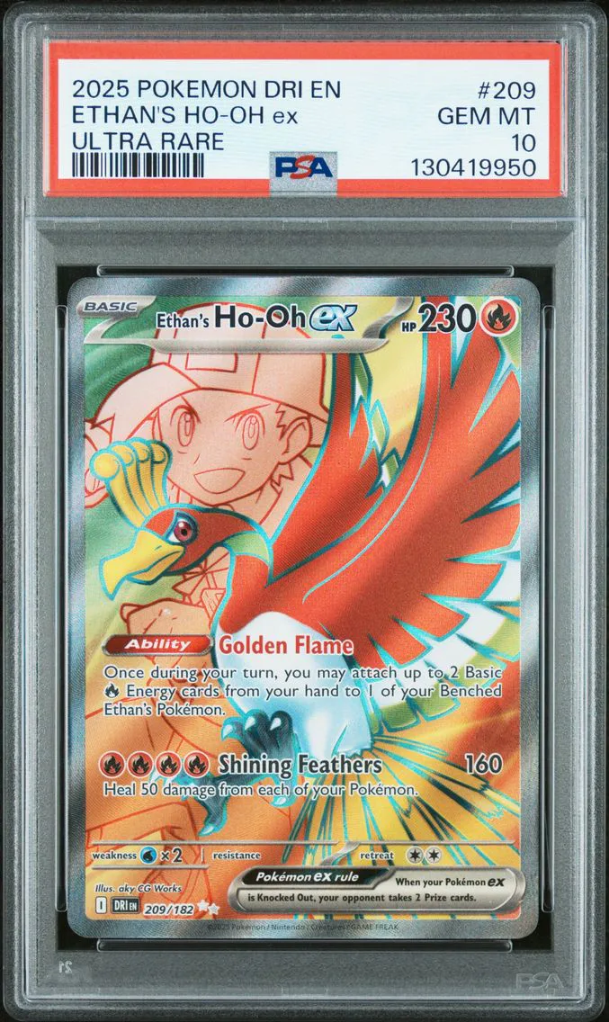 2025 #209 Ethan's HO-Oh EX PSA 10 Dri EN-Destined Rivals