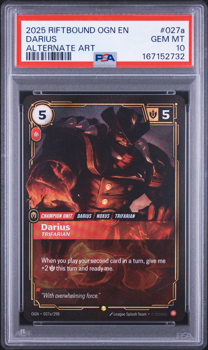 2025 #027a Darius - Trifarian PSA 10 Riftbound: League of Legends Ogn-Origins