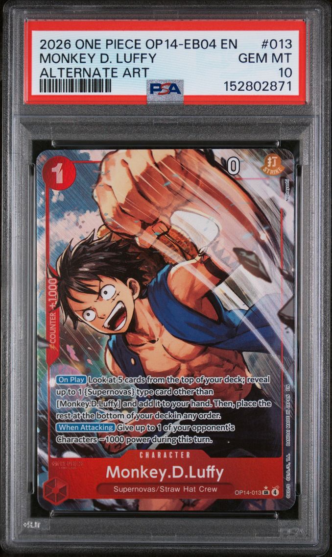 2026 #013 Monkey D. Luffy PSA 10 One Piece OP14-EB04-the Azure Sea's Seven