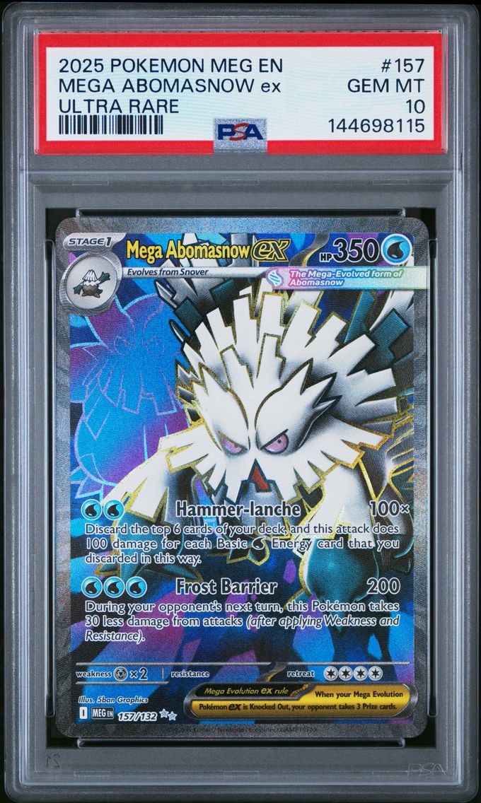 2025 #157 Mega Abomasnow EX PSA 10 Ultra Rare Pokemon Meg EN-Mega Evolution Pokemon