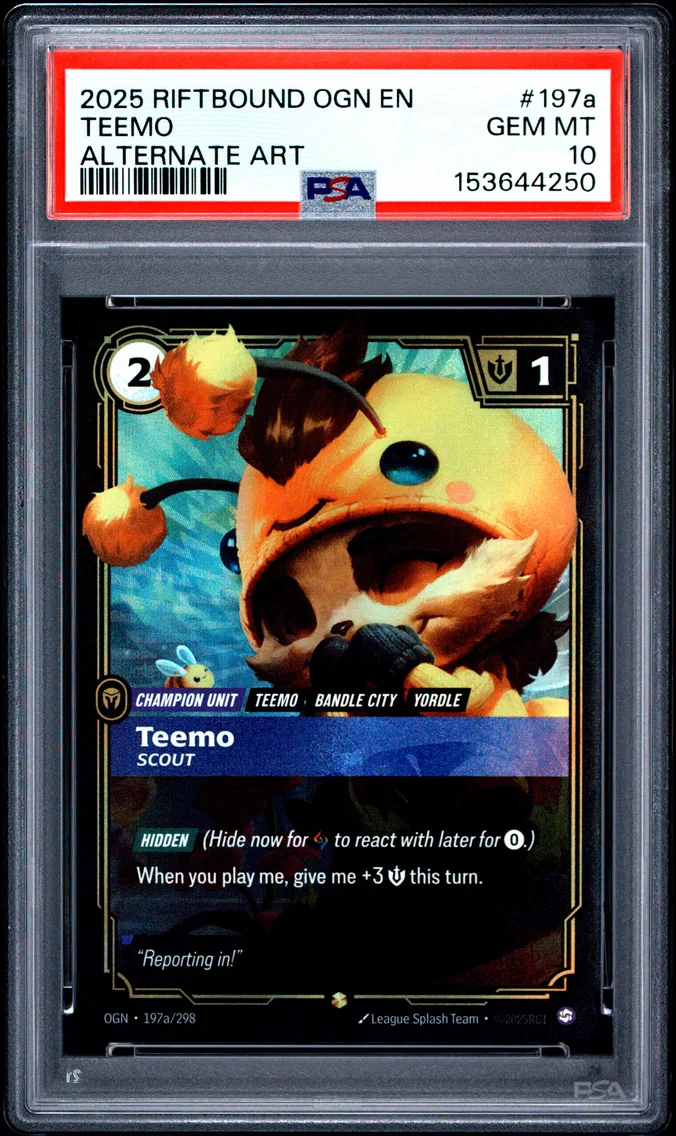 2025 #197a Teemo - Scout PSA 10 Riftbound: League of Legends Ogn-Origins