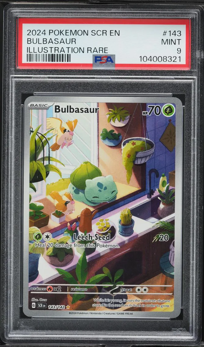 2024 #143 Bulbasaur PSA 9 Scr EN-Stellar Crown Pokemon
