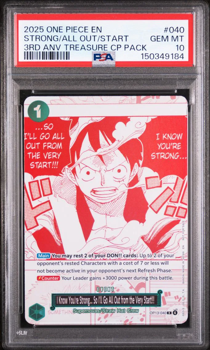 2025 #040 I Know You're Strong... So I'll Go All Out From the Very Start!!! PSA 10 One Piece 3rd Anniversary! One Piece Card Treasure Campaign Pack