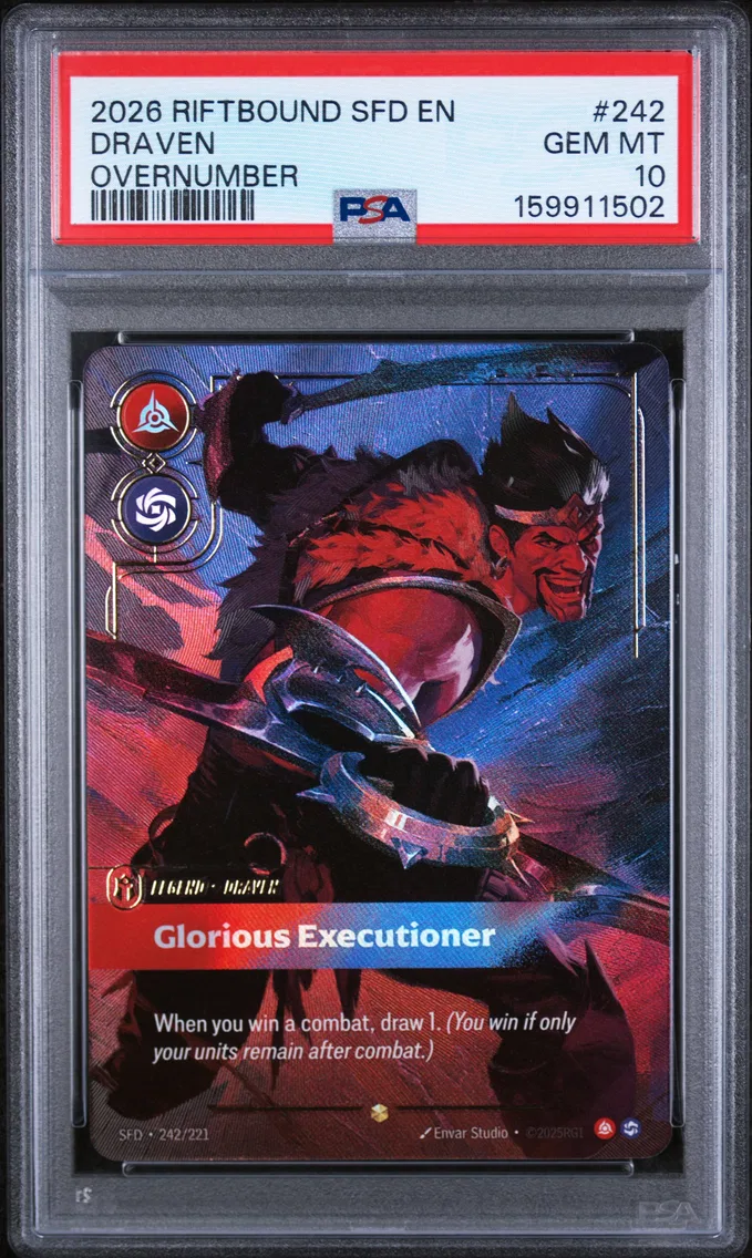 2026 #242 Draven - Glorious Executioner PSA 10 Riftbound: League of Legends Sfd-Spiritforged