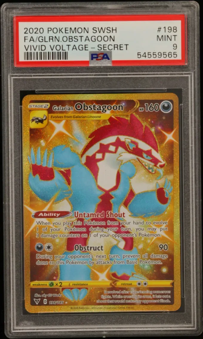 2020 Pokemon Sword & Shield Vivid Voltage Full Art/Galarian Obstagoon Sword & Shield Vivid Voltage #198 PSA 9