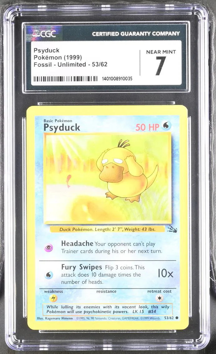 1999 #53 Psyduck CGC 7 Fossil - Unlimited - English