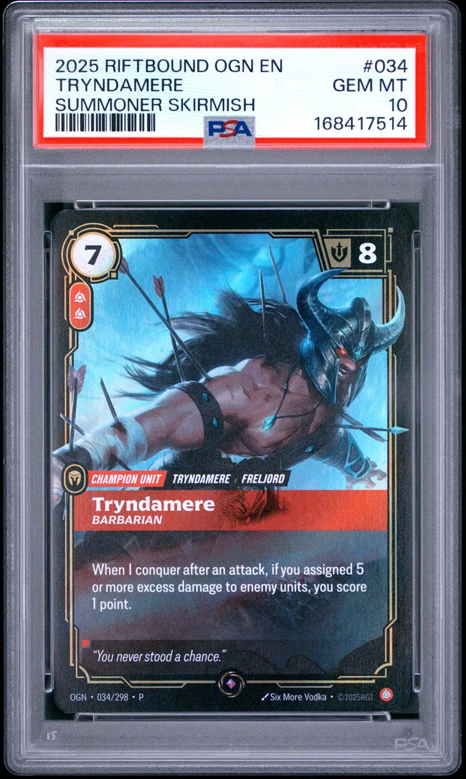 2025 #034 Tryndamere - Barbarian PSA 10 Riftbound: League of Legends Ogn-Origins