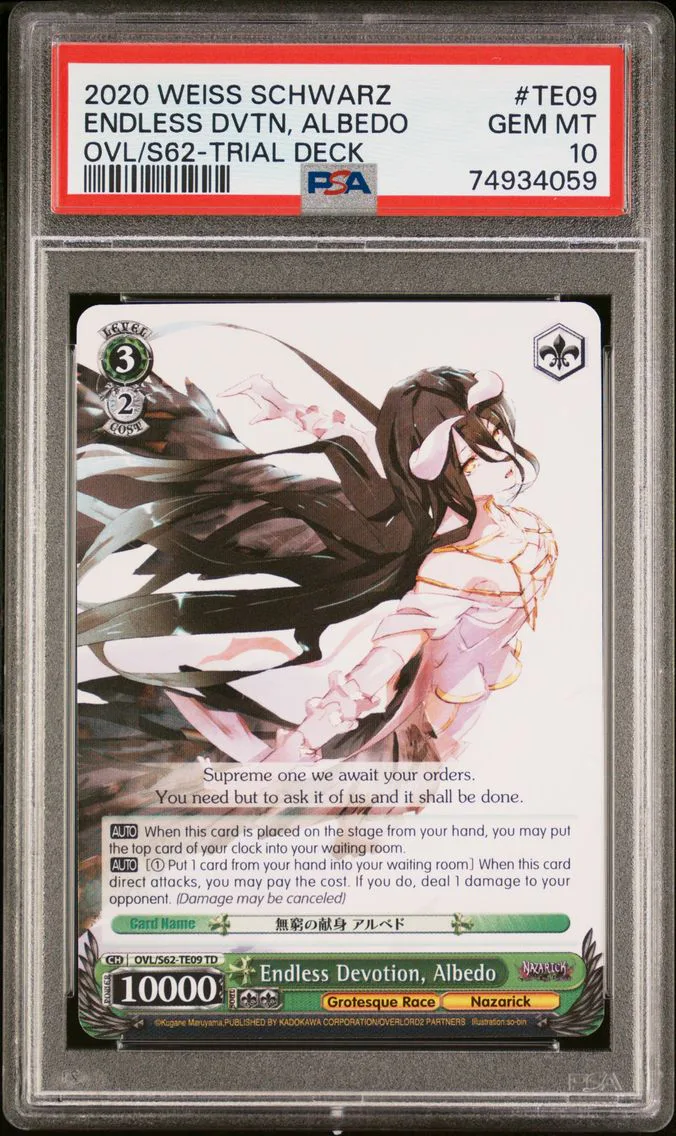 2020 #TE09 Endless Devotion, Albedo PSA 10 Weiss Schwarz Nazarick: Tomb of the Undead