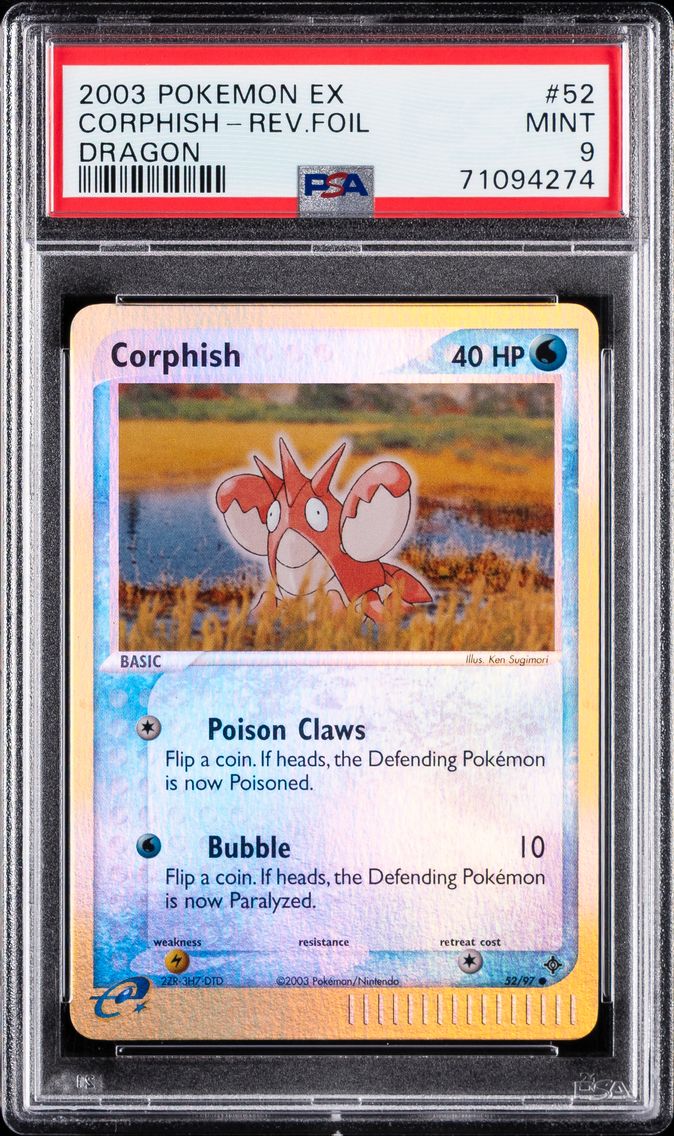 2003 #52 Corphish-Reverse Foil PSA 9 EX Dragon Pokemon