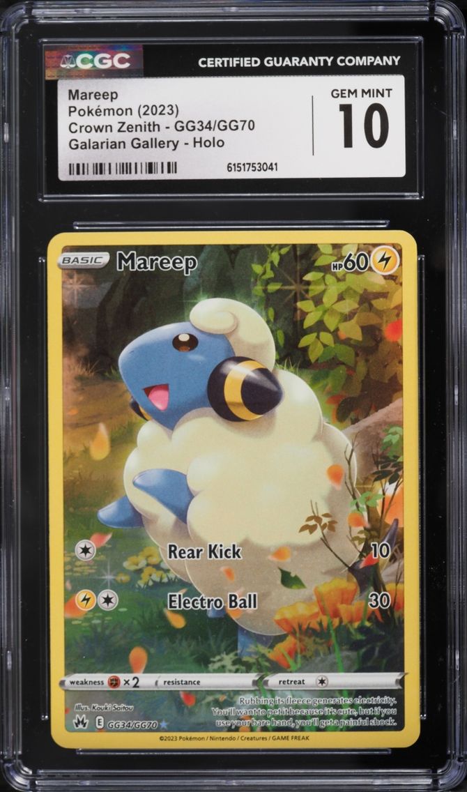 2023 Pokemon Sword & Shield Crown Zenith Galarian Gallery Full Art Mareep #GG34 CGC 10 GEM MINT
