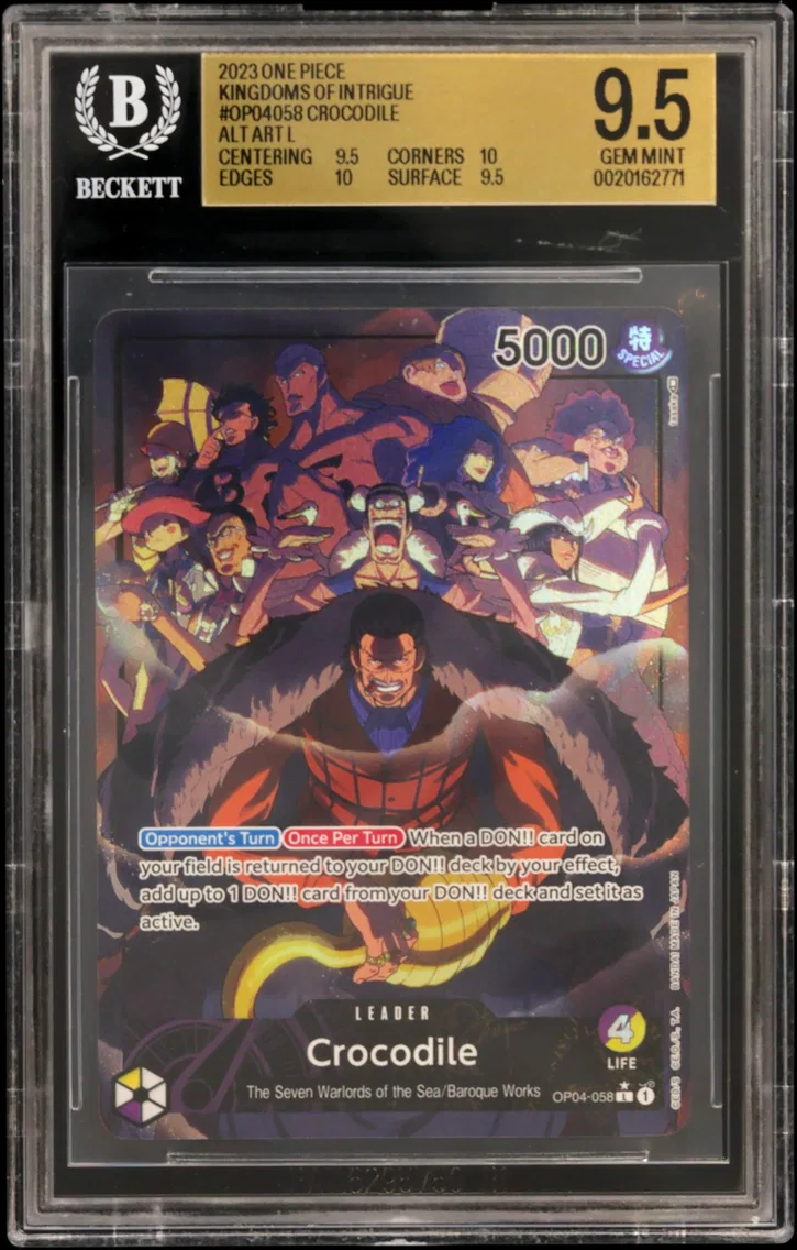 2023 #OP04058 Crocodile ALT ART L BGS 9.5 One Piece Card Game Kingdoms of Intrigue