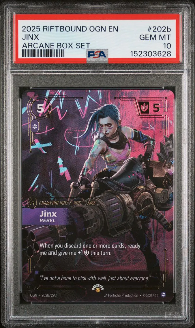 2025 #202b Jinx - Rebel PSA 10 Riftbound: League of Legends Ogn-Origins