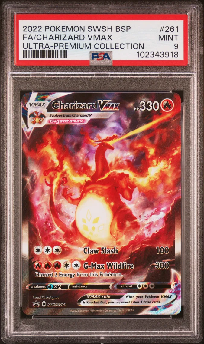 2022 #261 Full Art/Charizard Vmax PSA 9 Swsh Black Star Promo