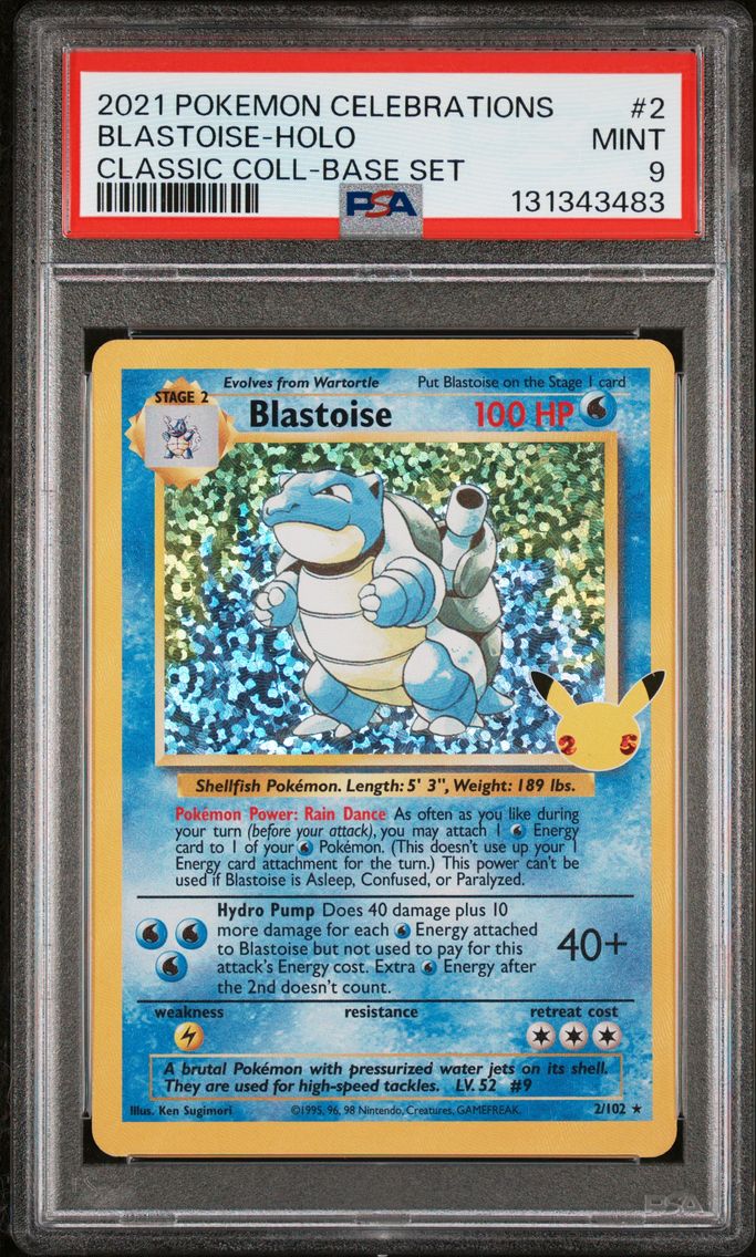 2021 #2 Blastoise-Holo PSA 9 Celebrations Classic Collection Pokemon