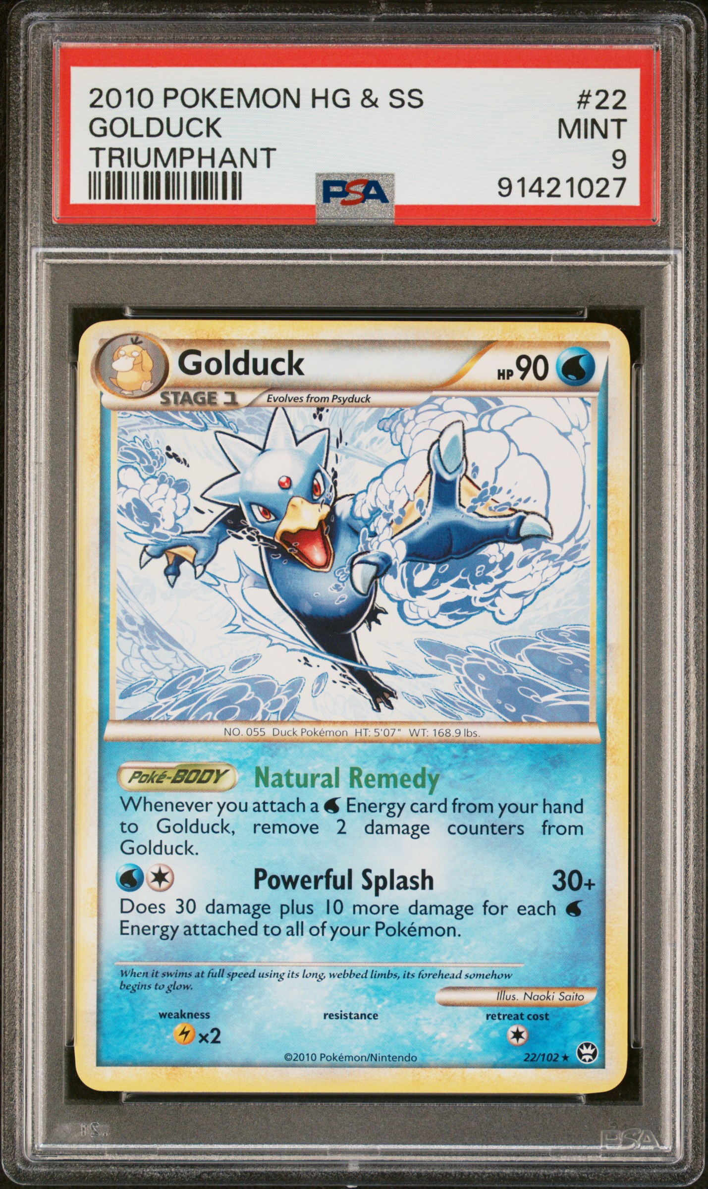 2010 #22 Golduck PSA 9 Heartgold & Soulsilver Triumphant