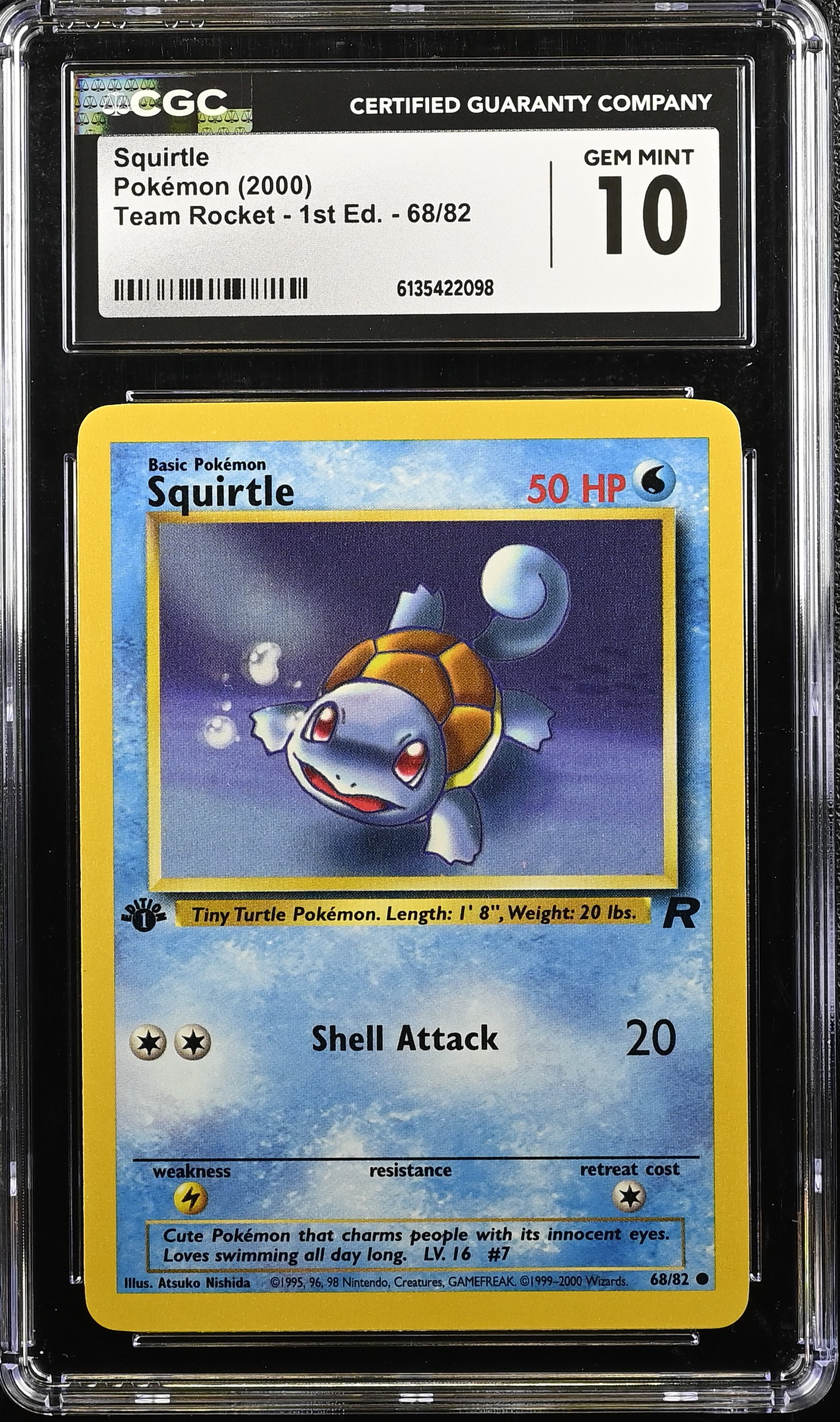 2000 #68 Squirtle CGC 10 Team Rocket - 1st Edition - English