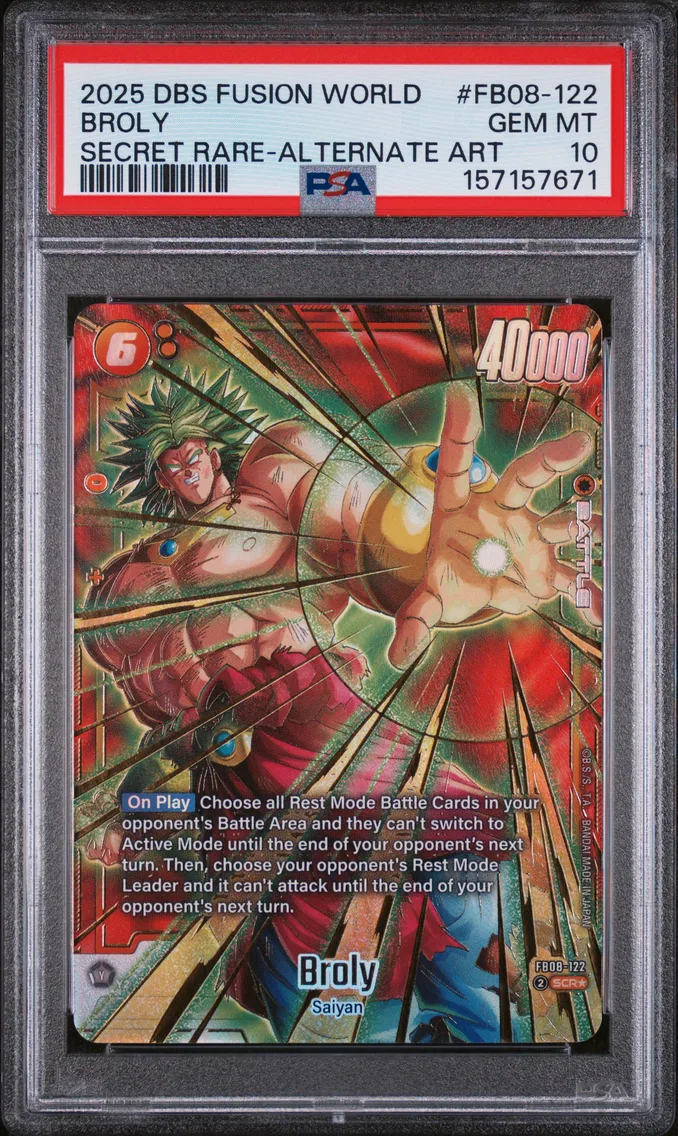 2025 #FB08-122 Broly PSA 10 Dragon Ball Super Card Game Fusion World Saiyan's Pride