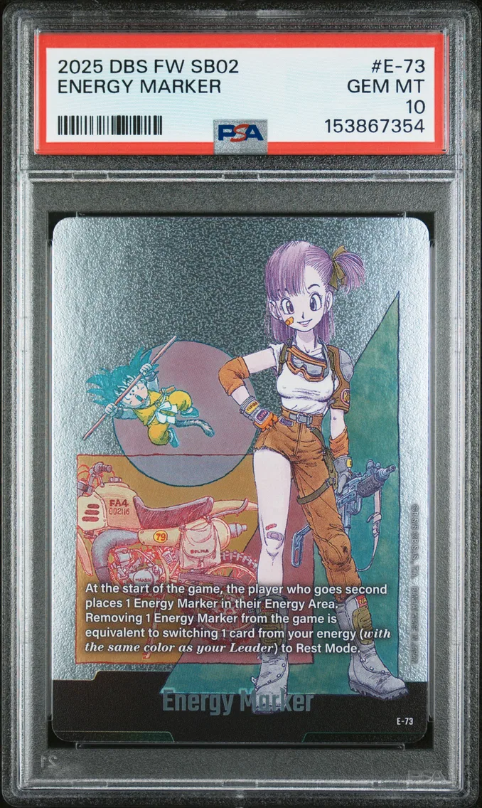 2025 #E-73 Energy Marker PSA 10 Dragon Ball Super Card Game Fusion World Manga Booster 02