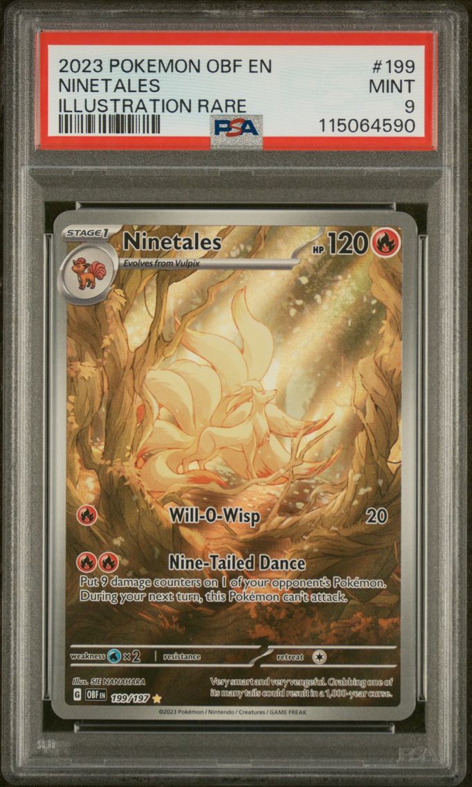 2023 #199 Ninetales PSA 9 Obf EN-Obsidian Flames Pokemon