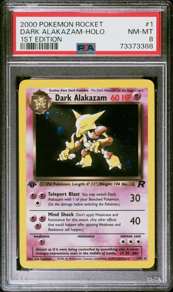 2000 #1 Dark Alakazam-Holo 1st Edition PSA 8 Rocket
