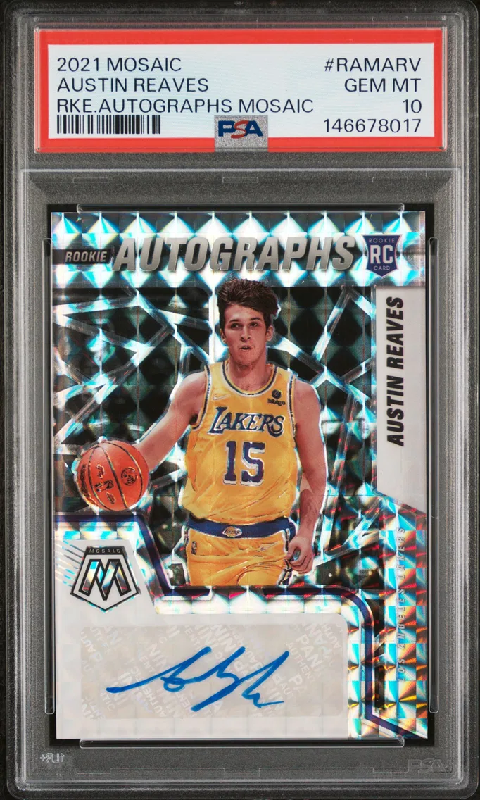 2021 #RAMARV Austin Reaves PSA 10 Panini Mosaic Rookie Autographs Mosaic