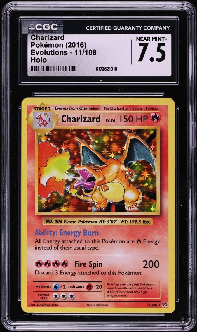 2016 Pokemon XY Evolutions Holo Charizard #11 CGC 7.5 NRMT+