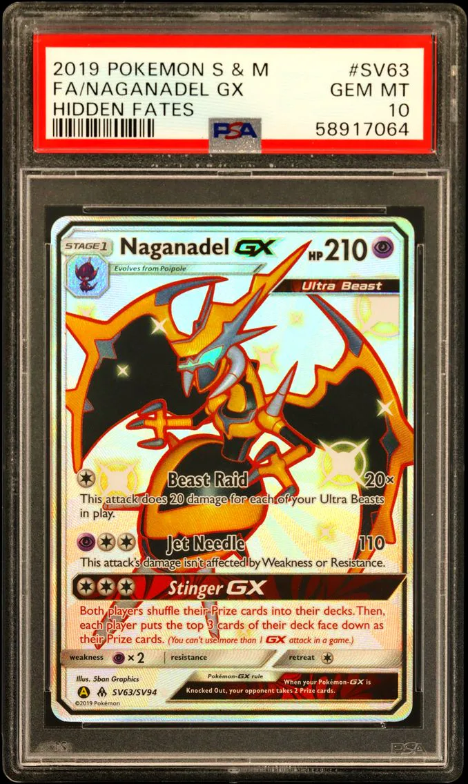 2019 #SV63 Full Art/Naganadel GX PSA 10 Sun & Moon Hidden Fates