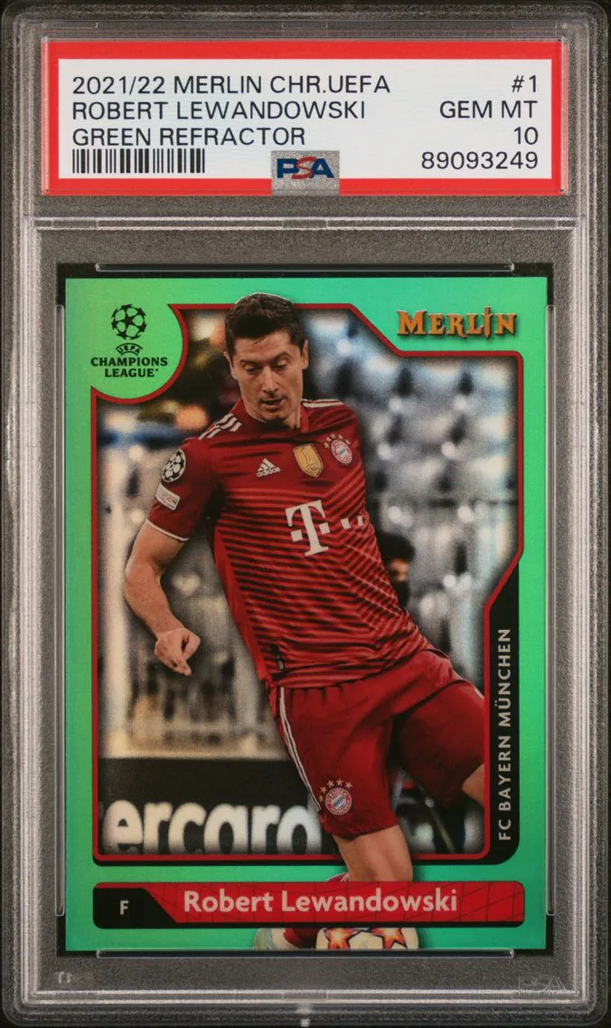 2021 #1 Robert Lewandowski PSA 10 Topps Merlin Chrome UEFA League