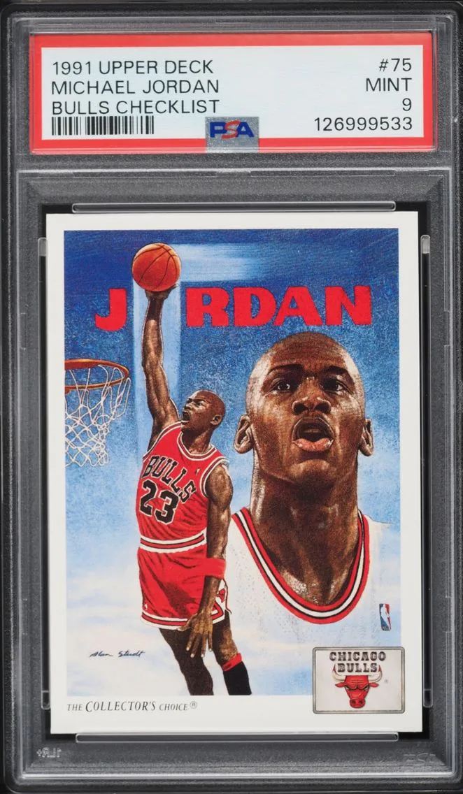 1991 #75 Michael Jordan PSA 9 Upper Deck Bulls Checklist