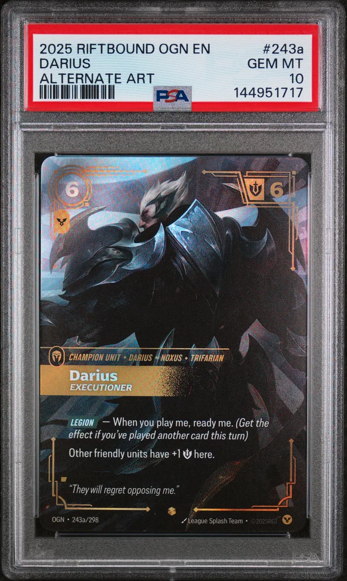 2025 #243a Darius - Executioner PSA 10 Riftbound: League of Legends Ogn-Origins