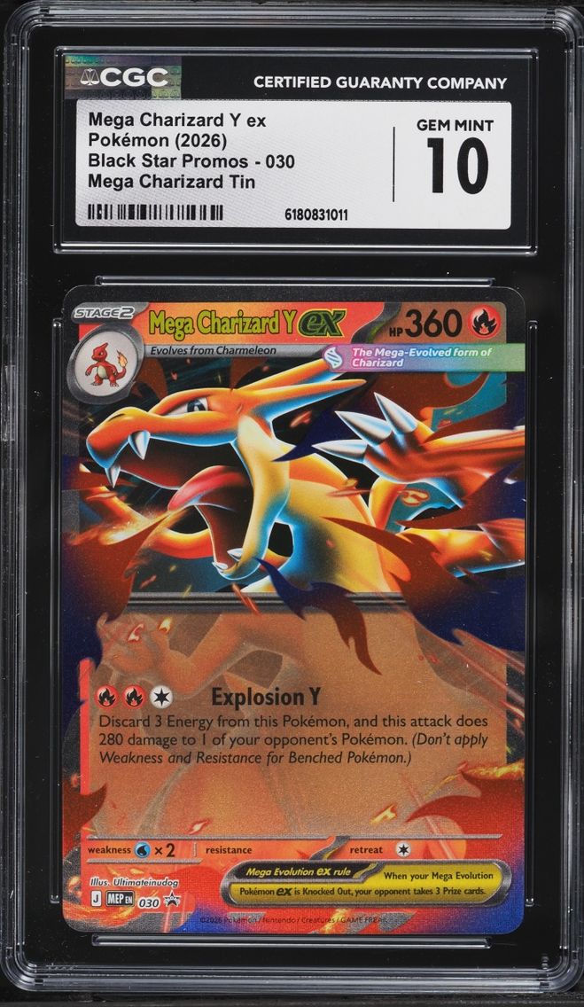 2026 Pokemon Mega Evolution Promo Tin Mega Charizard Y EX #30 CGC 10 GEM MINT