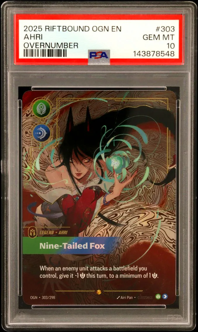 2025 #303 Ahri - Nine-Tailed Fox PSA 10 Riftbound: League of Legends Ogn-Origins