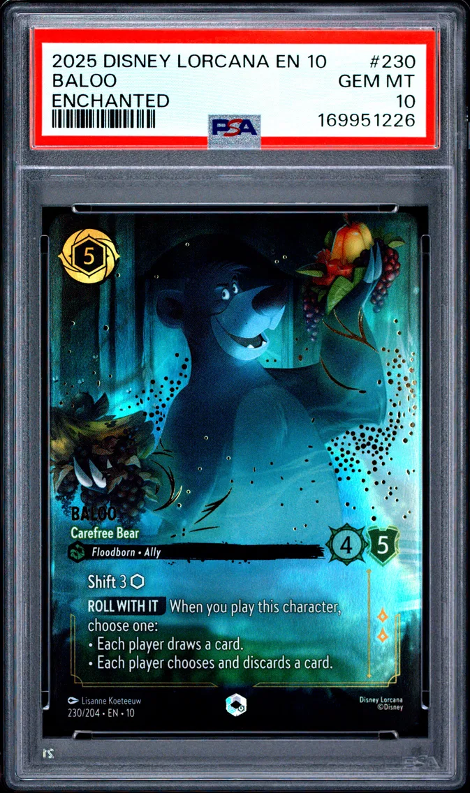 2025 #230 Baloo - Carefree Bear PSA 10 Disney Lorcana EN 10-Whispers in the Well