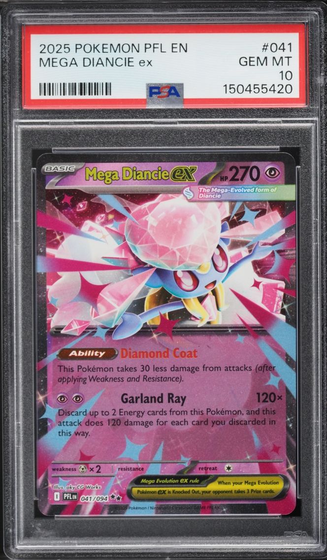 2025 Pokemon Mega Evolution Phantasmal Flames Holo Mega Diancie ex #041 PSA 10 GEM MINT