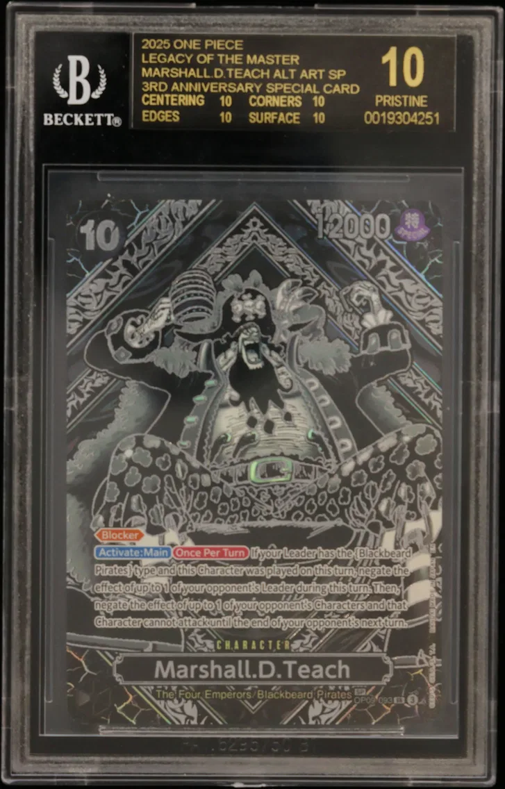 2025 #OP09093 Marshall.D.Teach SILVER SP/(3rd Anniversary Special Card) BGS 10 One Piece Card Game Legacy of the Master