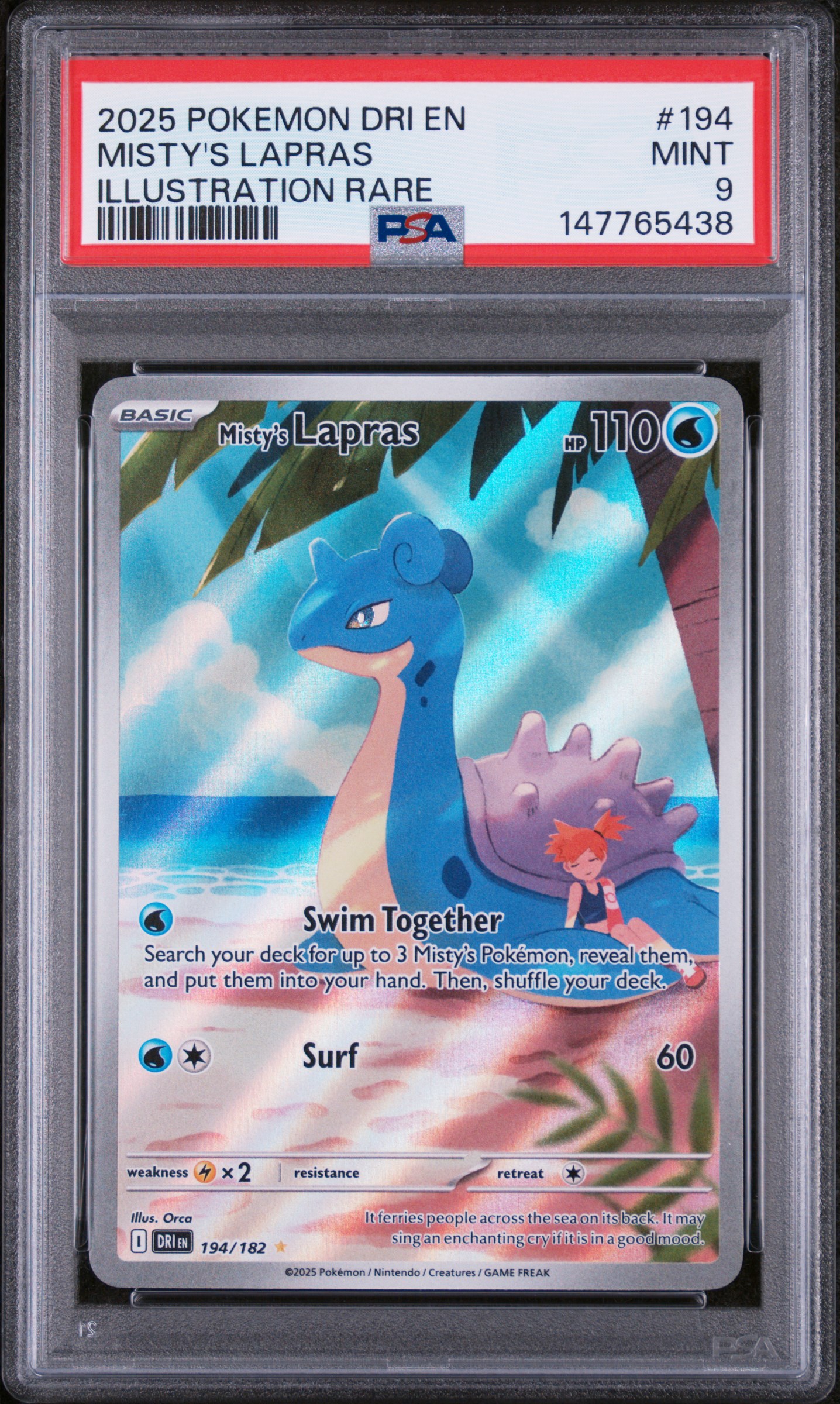 2025 #194 Misty'S Lapras PSA 9 Dri En-Destined Rivals