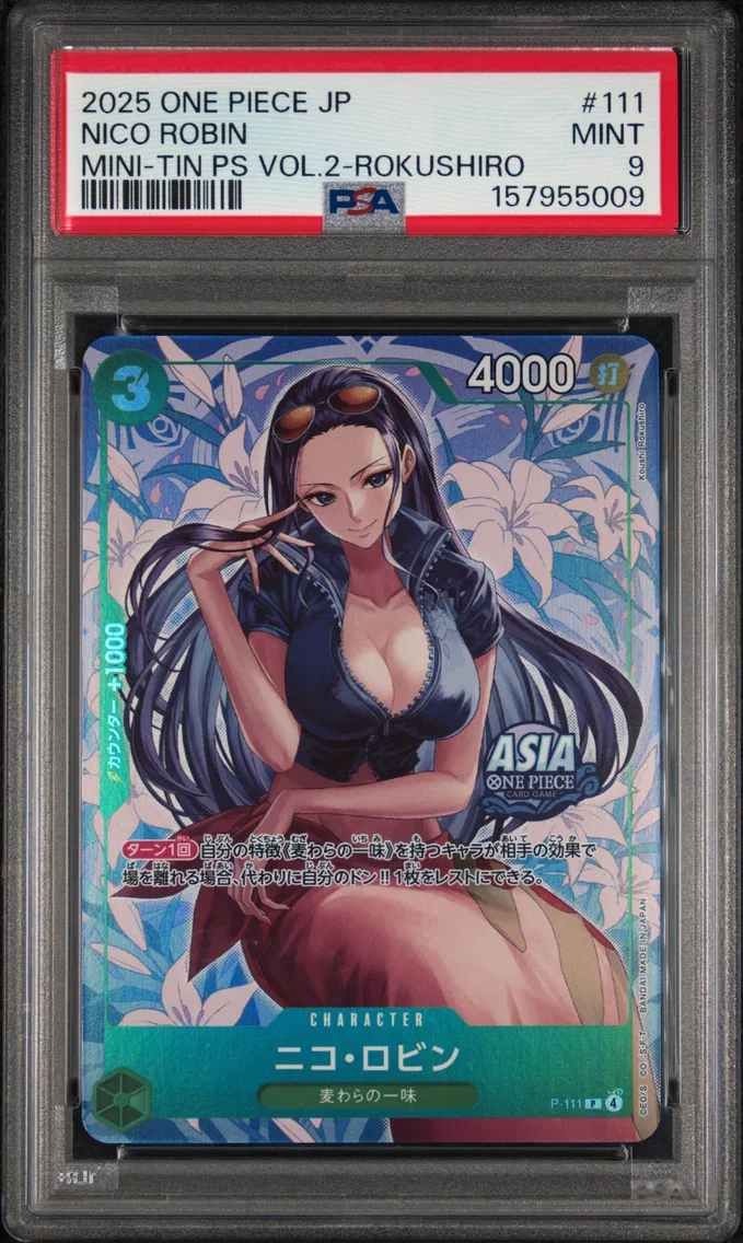 2025 #111 Nico Robin PSA 9 One Piece Japanese Mini-Tin Pack Set Vol.2
