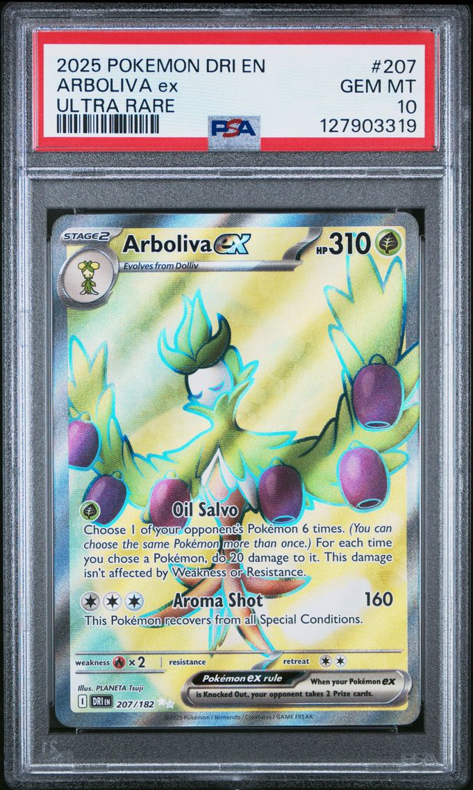 2025 #207 Arboliva EX PSA 10 Dri EN-Destined Rivals Pokemon