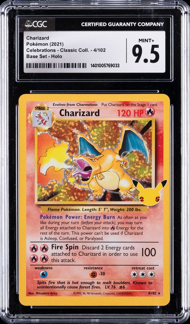 2021 #4 Charizard CGC 9.5 Pokemon | Celebrations - Classic Coll.,  Base Set - Holo